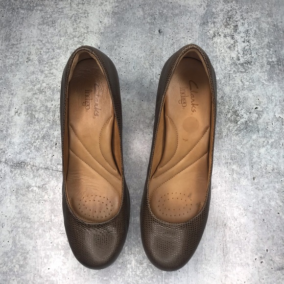 Clark’s Indigo Brown Animal Leather Dress Heel 7.5 - Picture 5 of 8